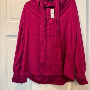 Express NWT XL Pink Blouse with Tie Neck